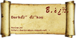 Berkó Ákos névjegykártya